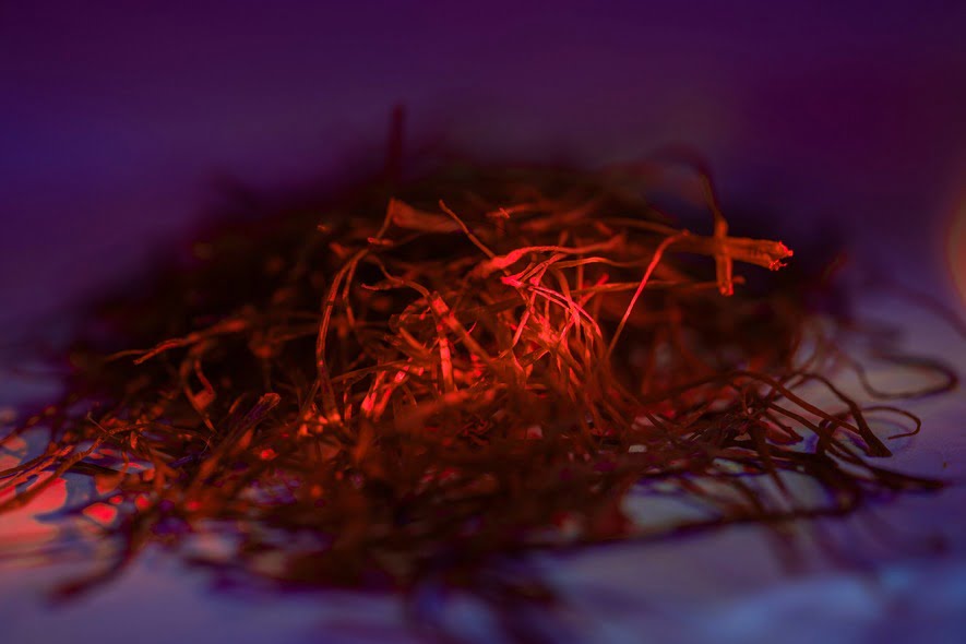 pinch of golden saffron threads