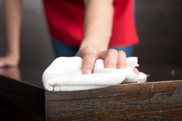 remove dust with microfiber cloth