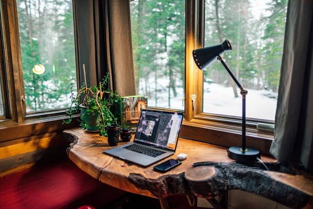 warm table light is essential for cozy home office