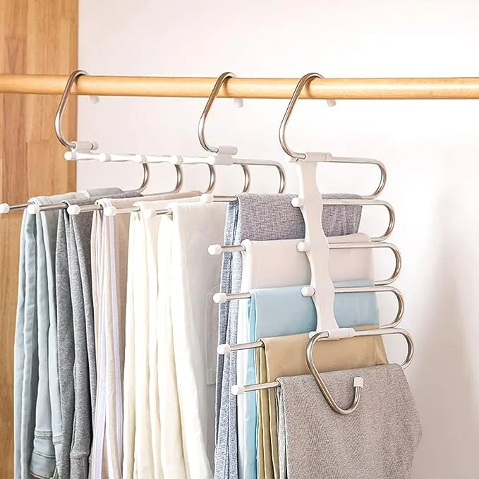 Space Saving Metal Pants Hangers Closet Organizer