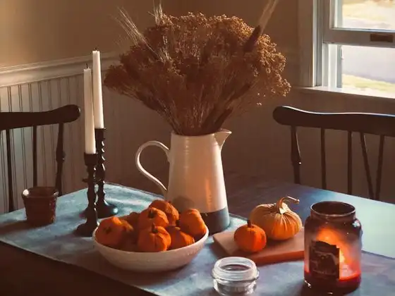 fall decoration on dining table