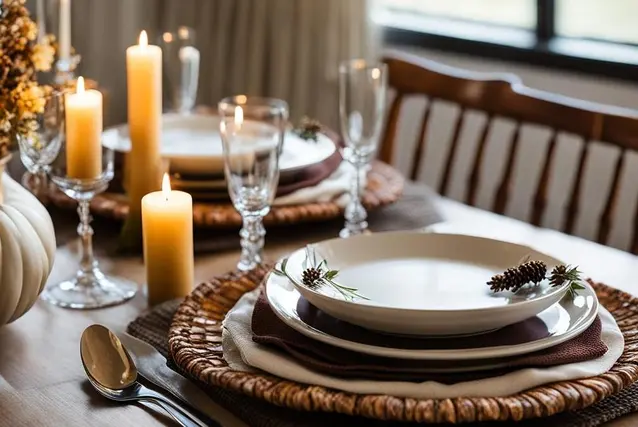 inviting feels of table decor for Thanksgiving with natural elements and textures