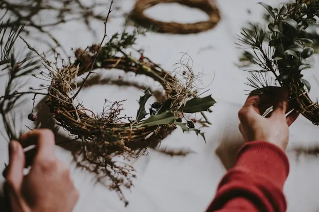 starting DIY Holiday Wreath project