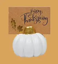 white pumpkin thanksgiving table decor place card holder